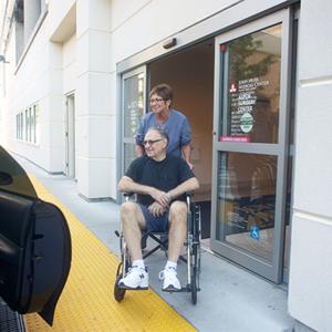 Patient exiting building